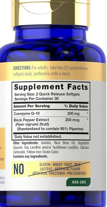 Коэнзим CoQ-10 200mg 60 Softgels USA