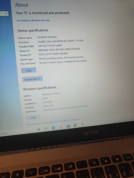 Acer Aspire 1 Intel ram 8gb SSD M2 512gb / 60int placa