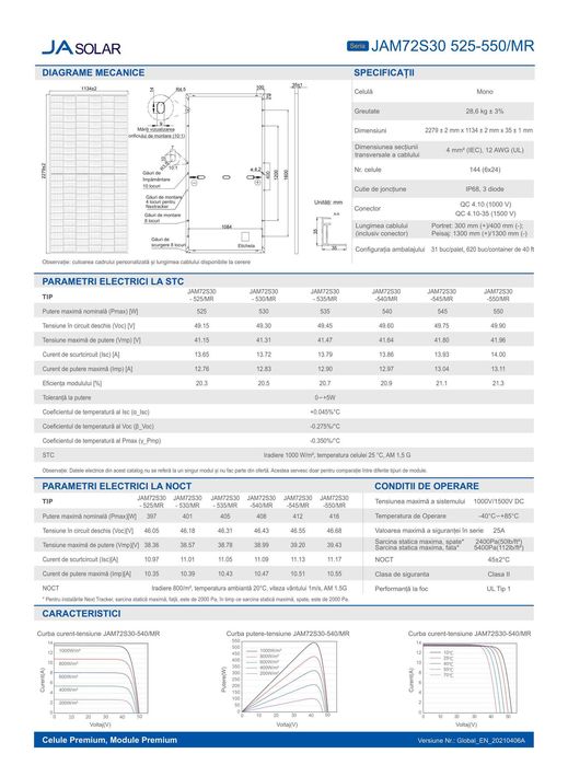 Panouri fotovoltaice  JA Solar 550 W
