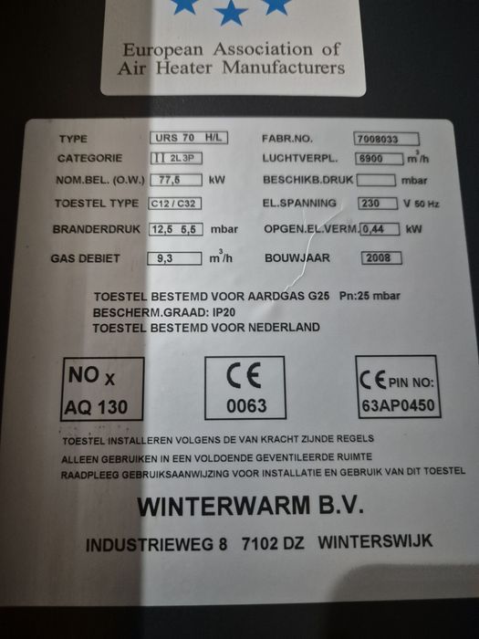 Aeroterma industriala pe gaz