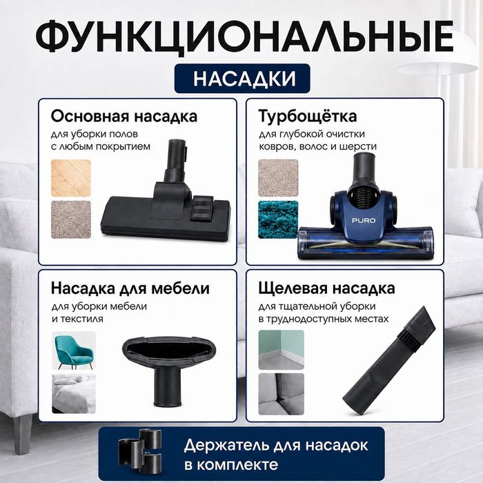 Пылесос Puro FX-200 бело-синий