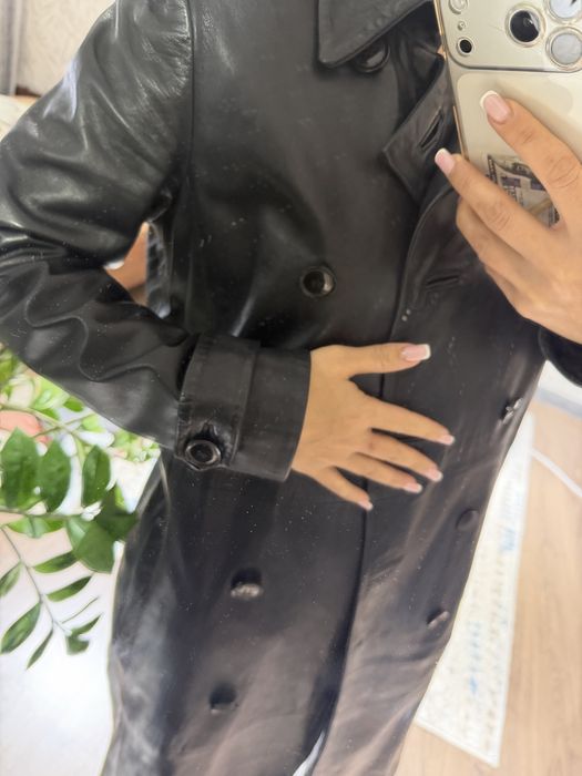 Кожанный плащ, черный