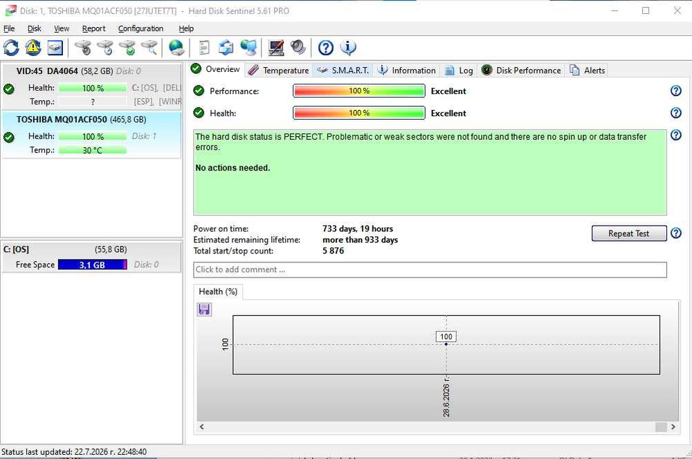 500GB хард диск Toshiba, HDD, 2.5", SATA3, 7200 RPM, 100%