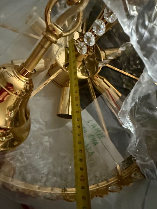 Candelabru Lustra Gold Cupru cu cristale