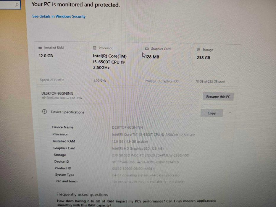 Мини комппютър i5 6500/12gb RAM/256+500GB