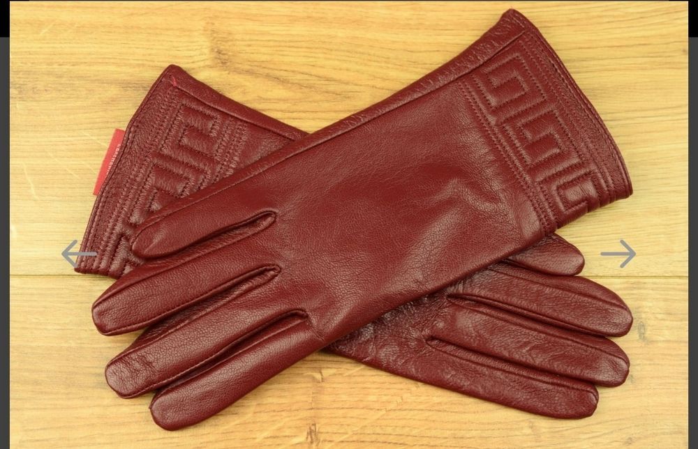 Дамски естествени кожени ръкавици бордо