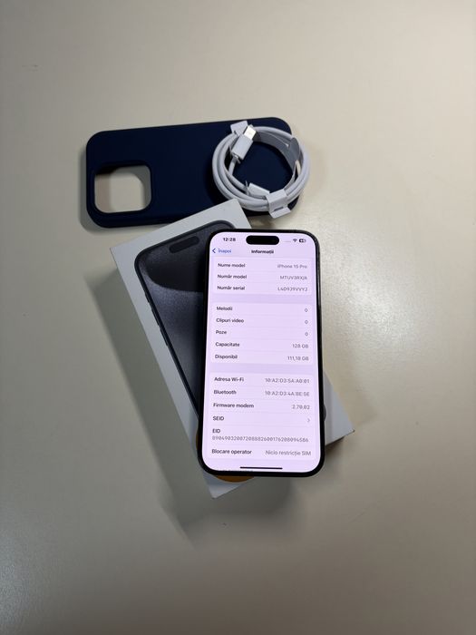 iPhone 15 Pro 5G 128 GB Titanium Black,Liber De Retea,14 Pro,16 Pro