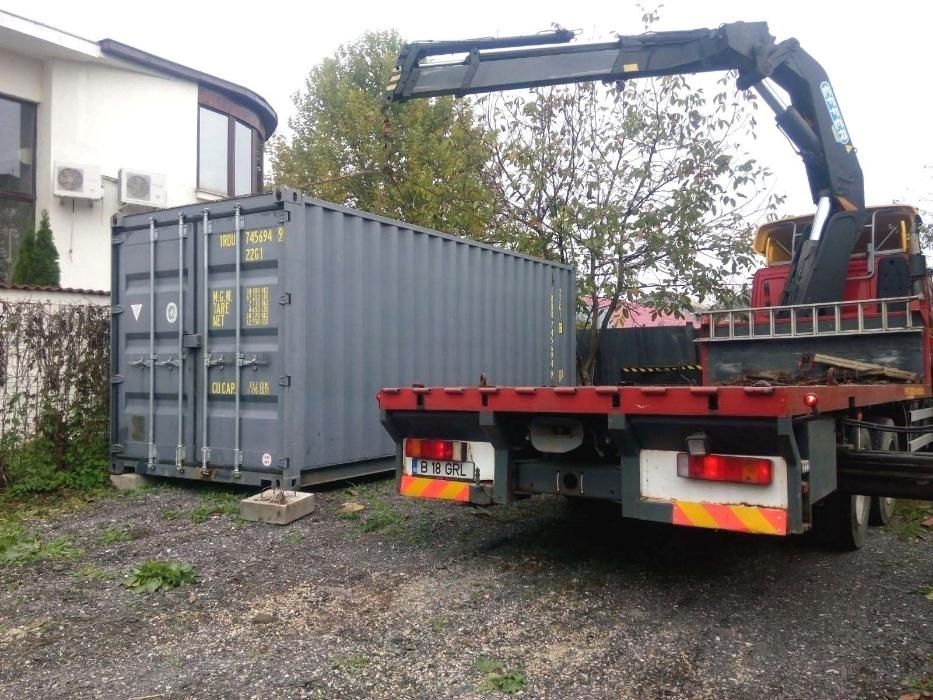 Transport container, camion macara containere, utilaje, inchiriat