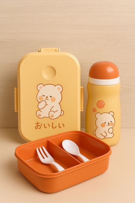 Детский набор для еды: ланчбокс + бутылочка