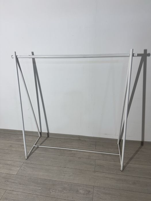 10 Buc Stander Metalic Alb Umerașe; Suport Haine cu Bară Stativ Cuier