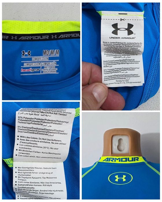 Under Armour, tricou compresiv cu mânecă scurtă UA HeatGear Blue Jet, ptr. bărbați, mărimea M