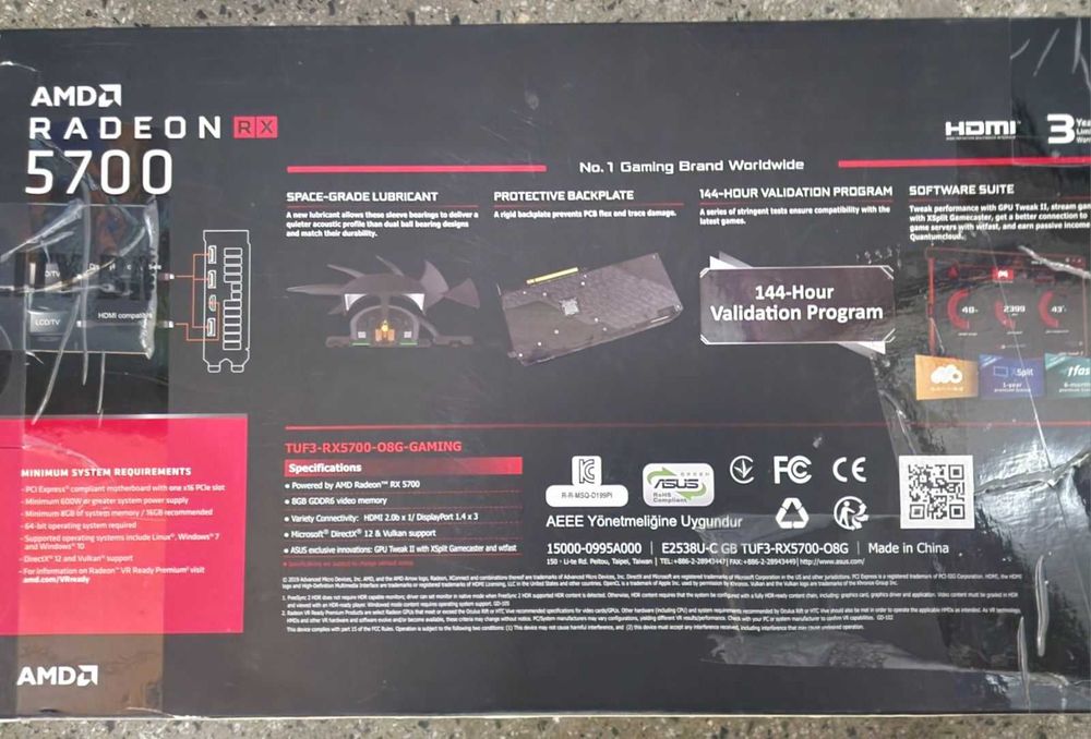 AMDRadeon RX5700XT AsusTUF Gaming 8GbDDR6 Гаранция 3 месеца