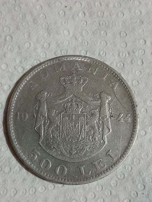 Monedă de 500 lei 1944, argint, Regele Mihai..