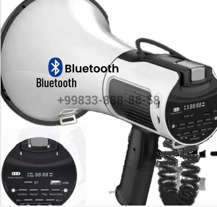 Мегафон -Громкоговорилель 80 ват оригинал блютуз аккумулятор