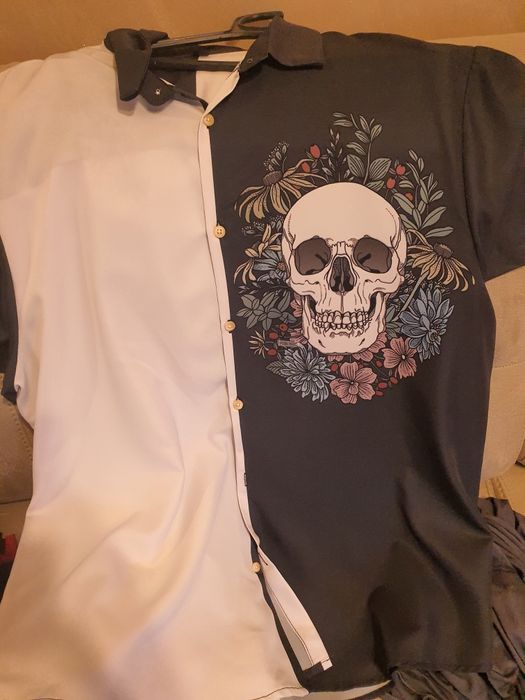 Мъжка хавайска риза с щампа череп