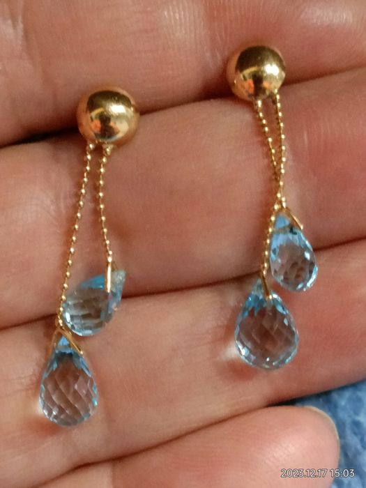 Vind cercei din aur 18kt cu aquamarine