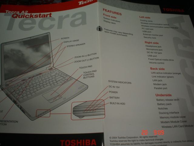 laptop TOSHIBA Tecra A2 Intel Pentium M cu acumulator inca functional