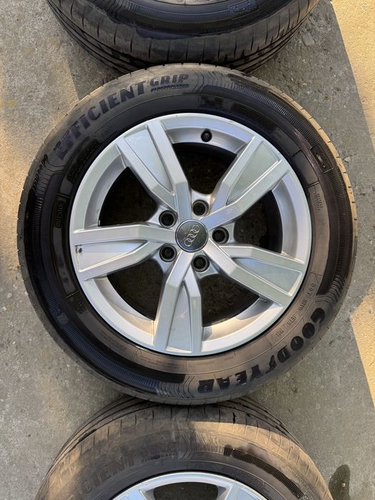 Jante Audi R16 5x112 cu anvelope de vara 205 60 16 Goodyear (sau schimb cu jante de VW 57.1)