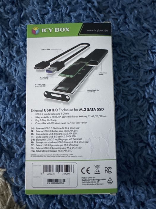 cy box ib-183m2 carcasă usb 3.0 pentru m.2 sata ssd