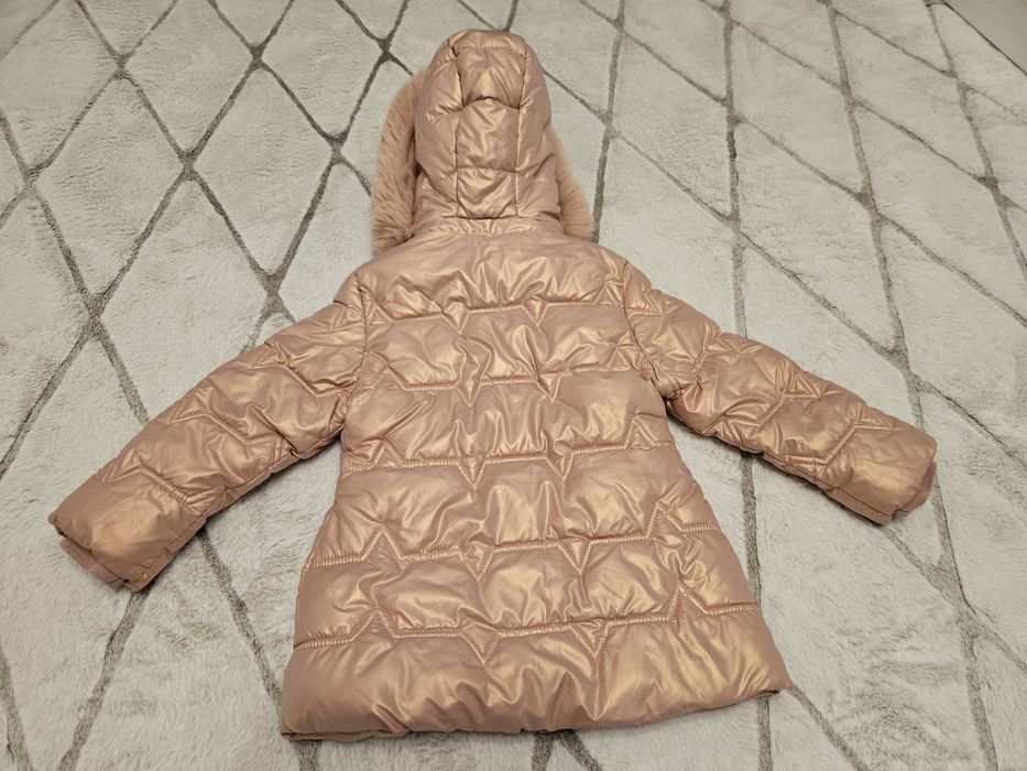 Розово зимно яке с голяма гугла и пух 98см.
