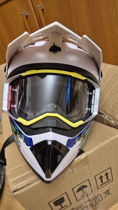 Casca full face  bicicleta downhill enduro cu ochelari noi