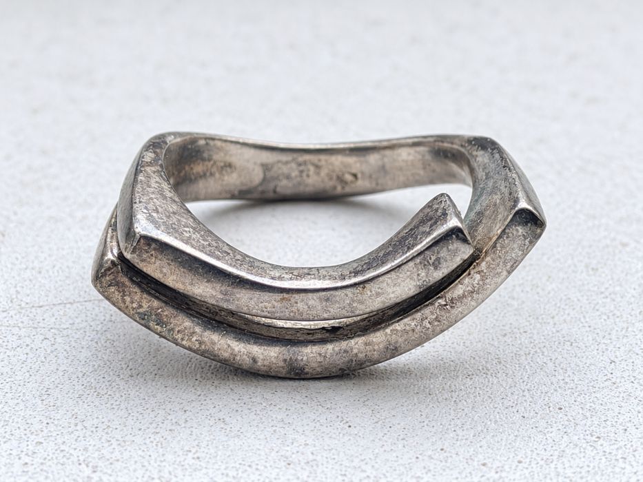 Inel vintage din argint modernist sculptural – aprox. 20 ani – patina naturala