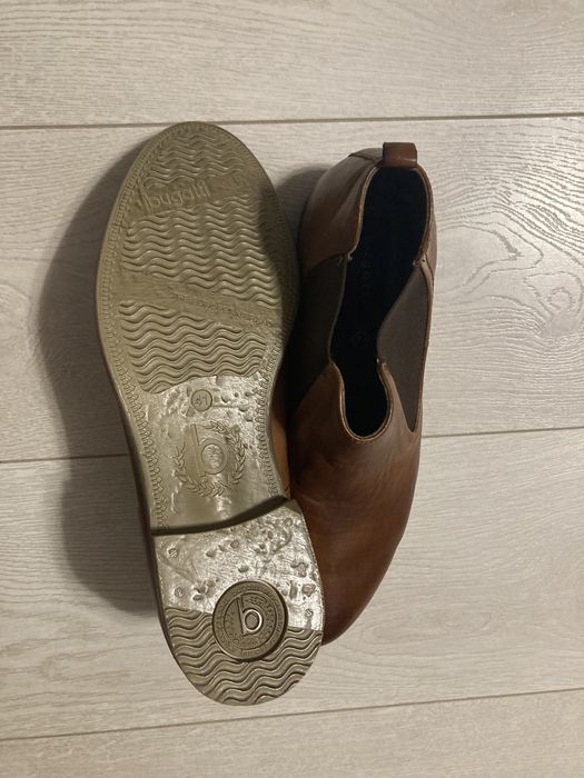 Чисто нови естествена кожа мъжки боти Bugatti