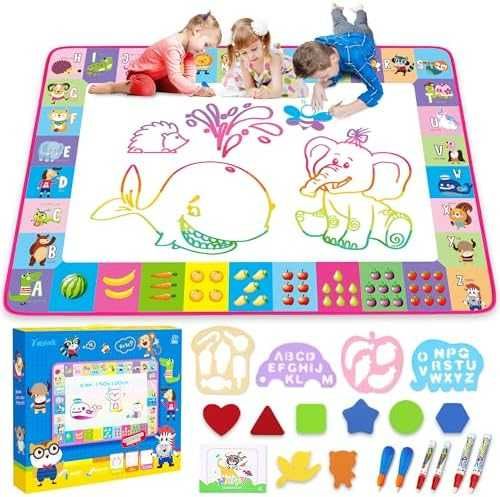 Нова Подложка за рисуване с вода за деца сгъваема образователна с 6 писалки и шаблони