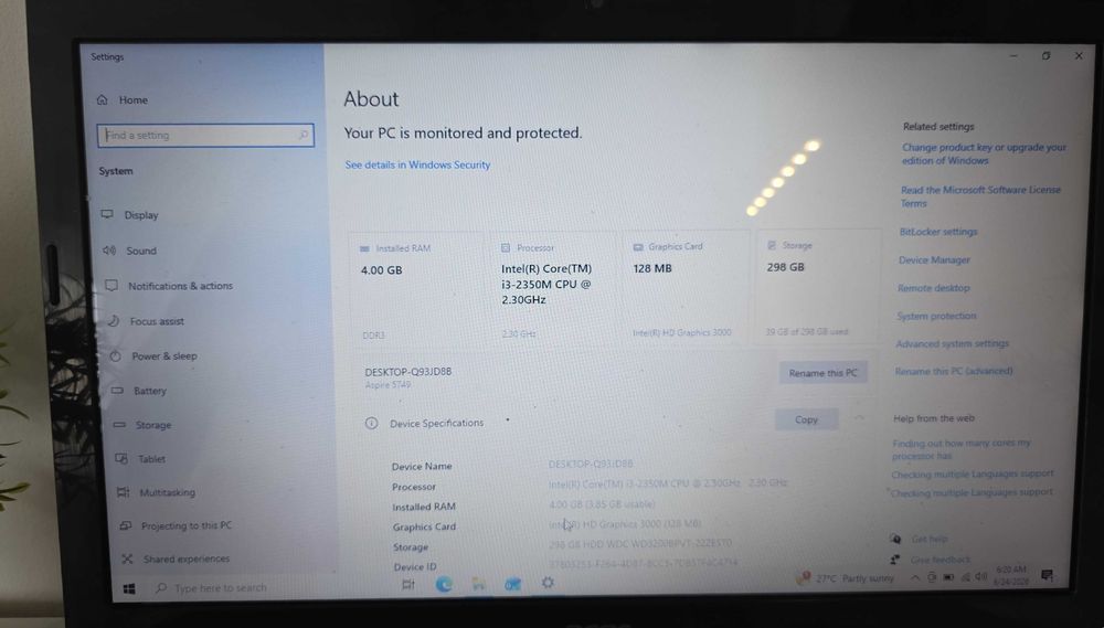 Laptop Acer Aspire 5749