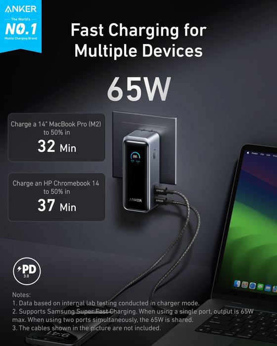 Power bank Anker prime 65w 9.6k mah повер банк Anker Gan