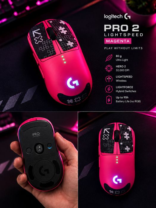 Mouse Logitech G Pro 2 Lightspeed Magenta