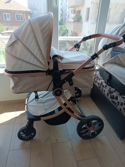 Moni Polly 3в1 - Комбинирана детска количка, бежова