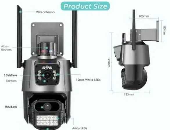 iCsee 12MP- двойна smart камера, външна WiFi- влагоустойчива