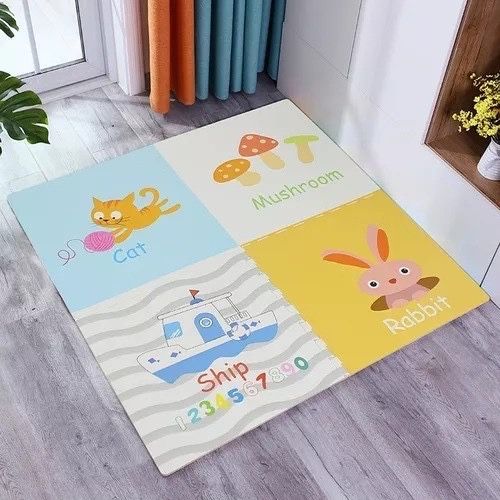 Covor protectie copii Puzzle EVA animat  120x120x1.2 cm