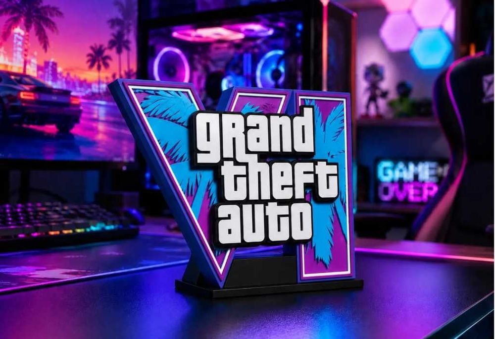 Светеща LED лампа / Декорация GTA VI (Grand Theft Auto VI)