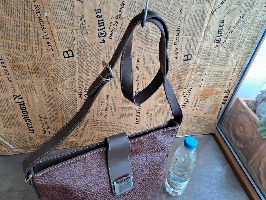 мъжка чанта,кожена Frederic T Paris-естествена кафява кожа