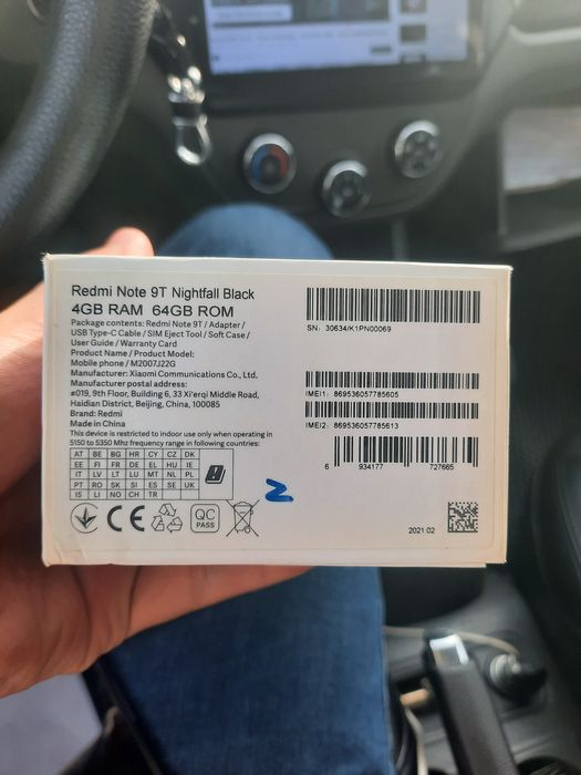 Redmi note 9 T.    Qora