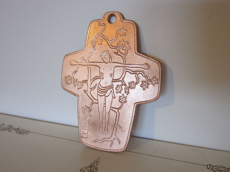 cadou rar Cruce Eu sunt vița voi mladitele Germania 1980 cupru alama