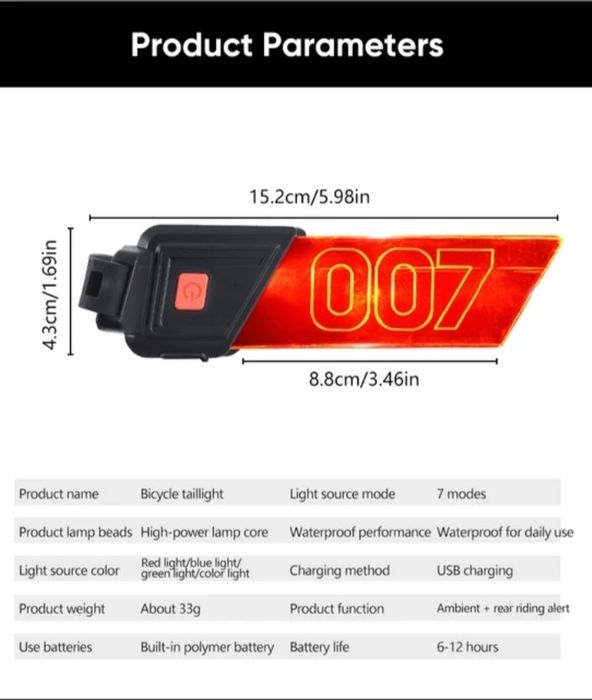 Stop bicicleta lampa super luminos încărcare USB led