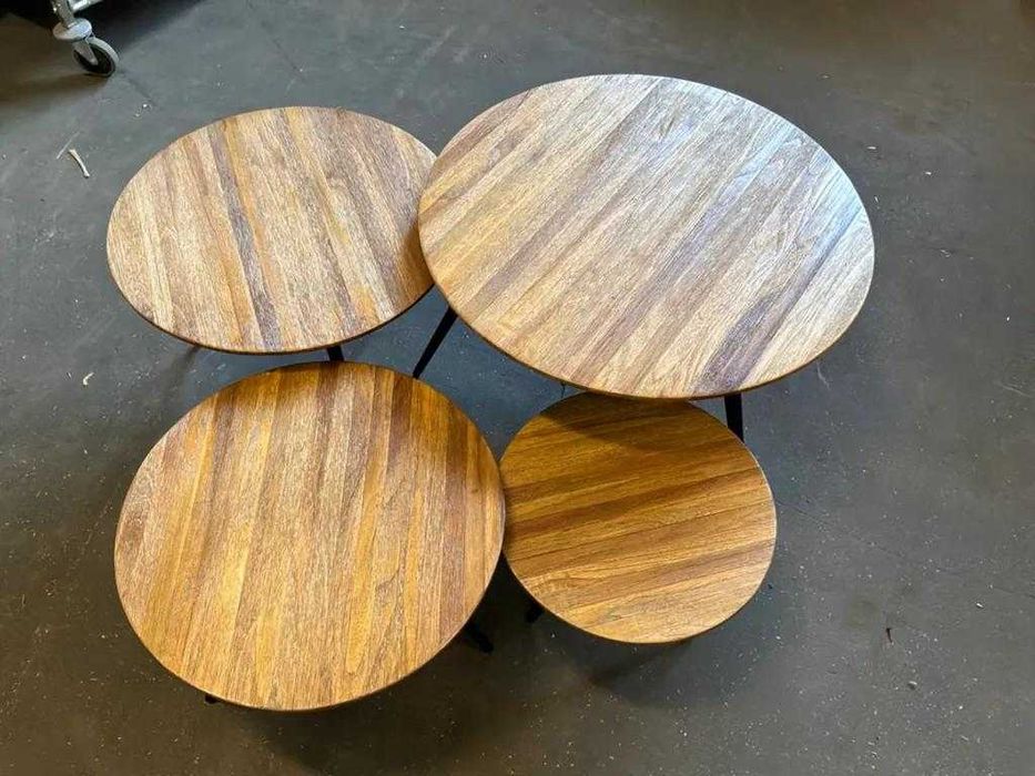 Set 4 măsuțe de cafea din lemn de tec