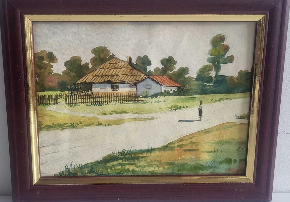 Acuarela pt camera copilului -Casuta la tara- 25x20cm, pictor necunosc
