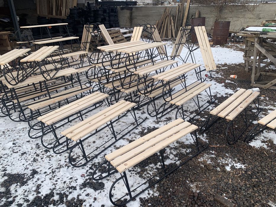 Sanie din metal cu lemn pentru copii