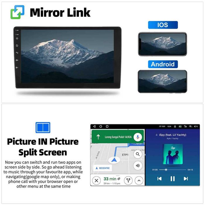 9” 2-DIN мултимедия с Android 14, 64GB ROM, 4GB RAM DDR3