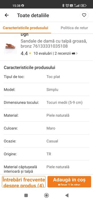 Sandale comode din piele preț real in magazin este de 123 lei..