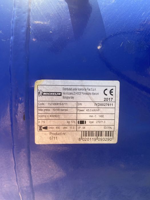 Compresor Michelin 270L  5,5CP