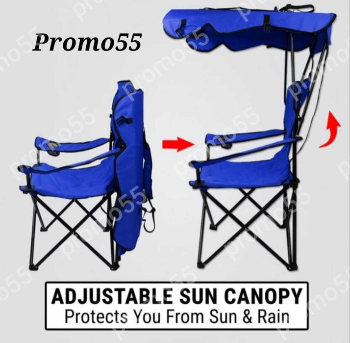 Сгъваем стол със сеник, туристически стол , стол за риболов и плаж