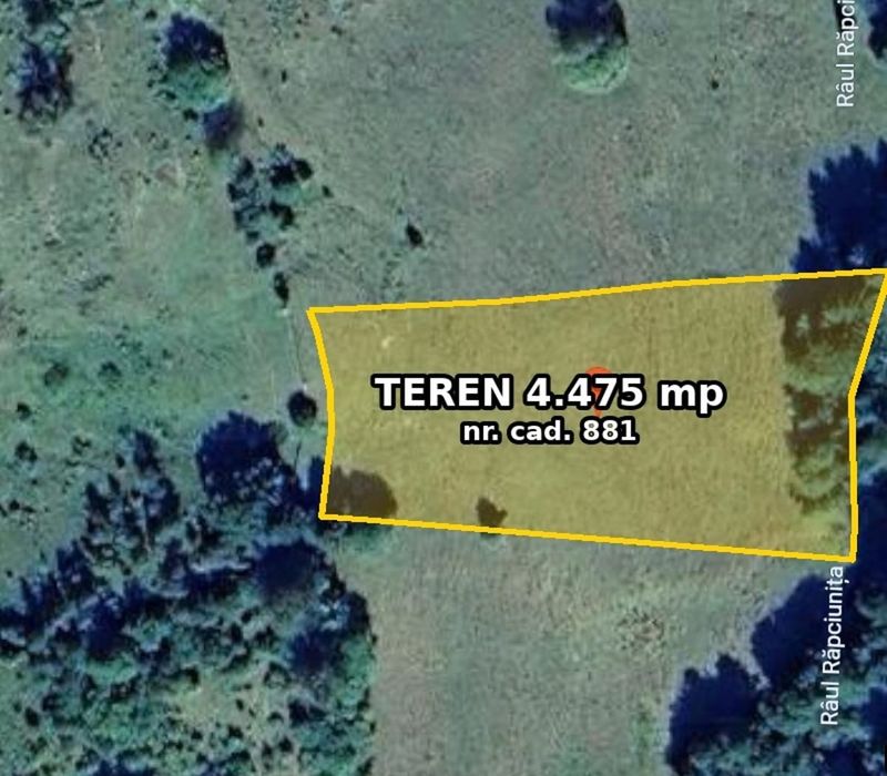 Teren fâneață 4.475 mp, Ceahlău, Neamț – poiană la munte lângă pârâu, extravilan