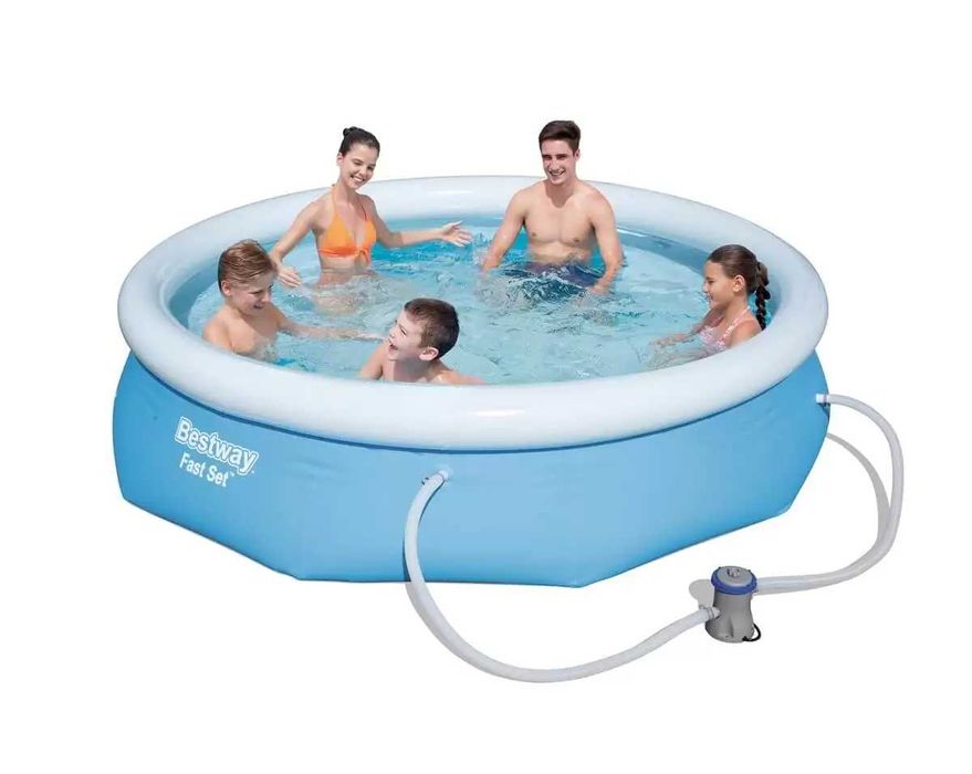 Piscina Bazin Bestway Fast Set Gradina Baie Familie Copii Relaxare Rotunda 305 x 76cm + Pompa Filtrare Apa + Livrare GRATUITA