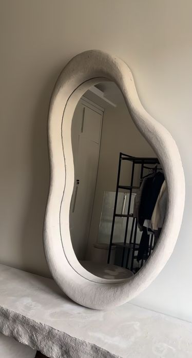 Oglinda decorativa/Oglinda mare handmade LED stil wabisabi – unicat