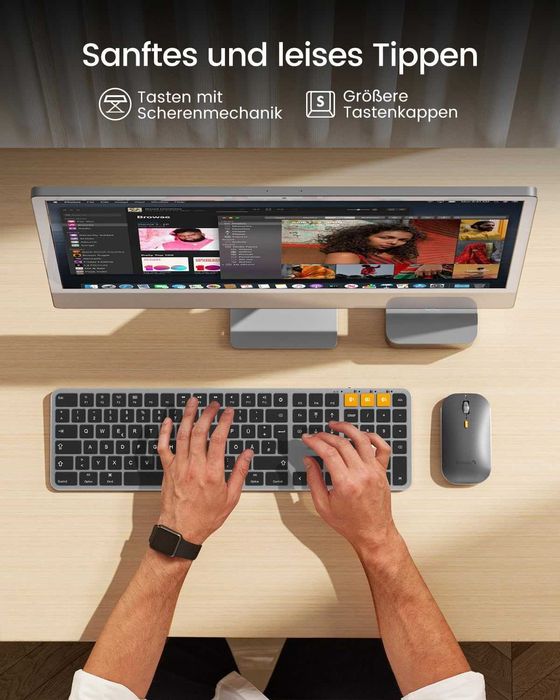 Set Tastatură și Mouse Bluetooth ProtoArc KM100-A pentru Mac și iOS